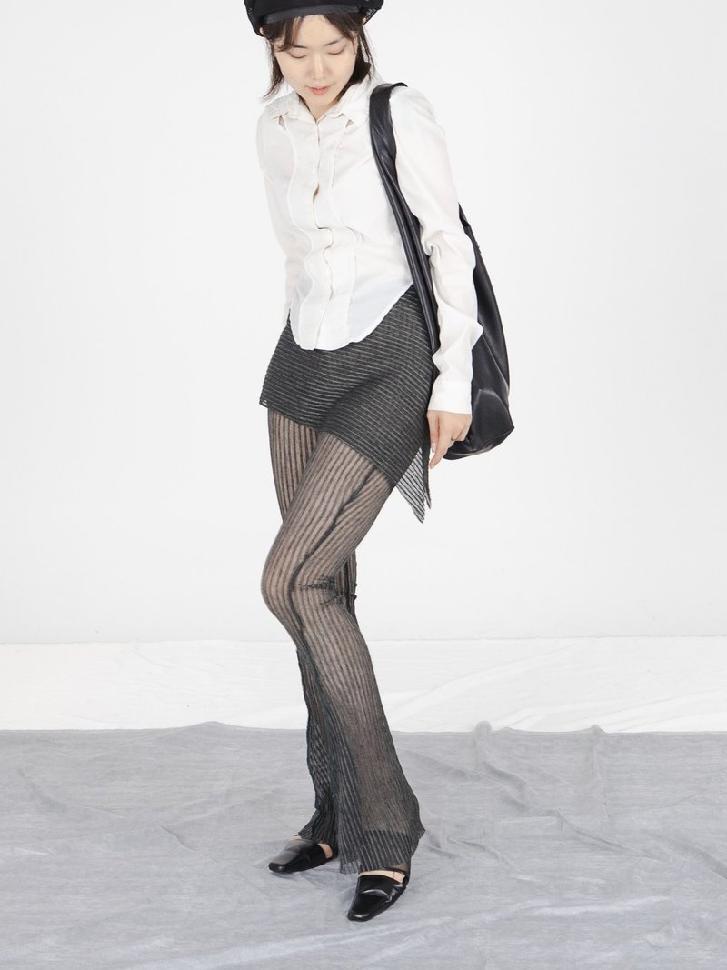 LAYERED BOOTCUT PANTS W/ PLEATS (GREEN) - 女長褲 - 塑膠 綠色