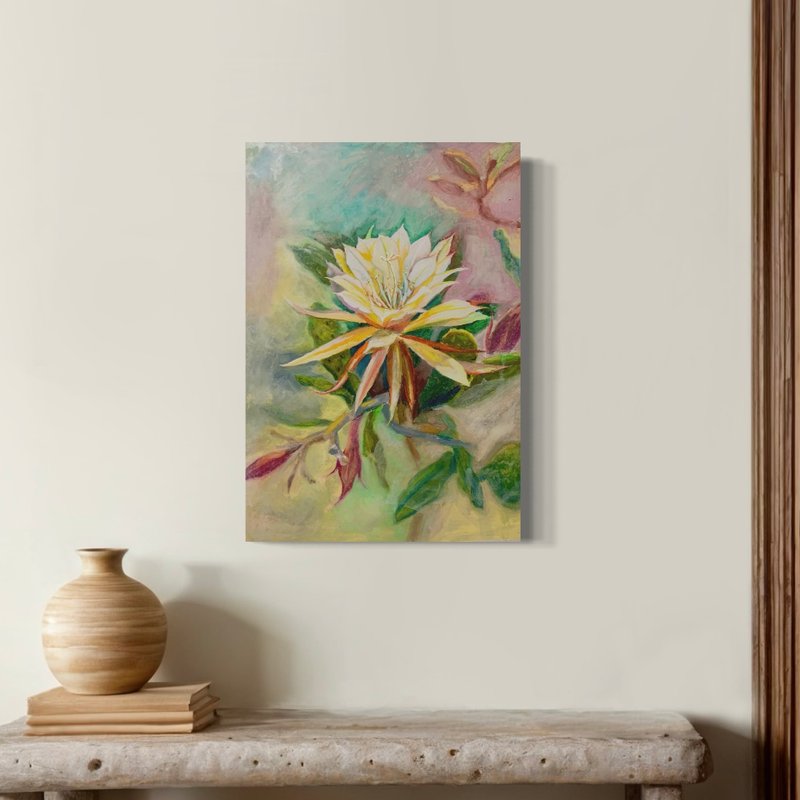 Nature Series 04-Epiphyllum-original oil pastel painting/about 8 karat size/unf - โปสเตอร์ - กระดาษ 