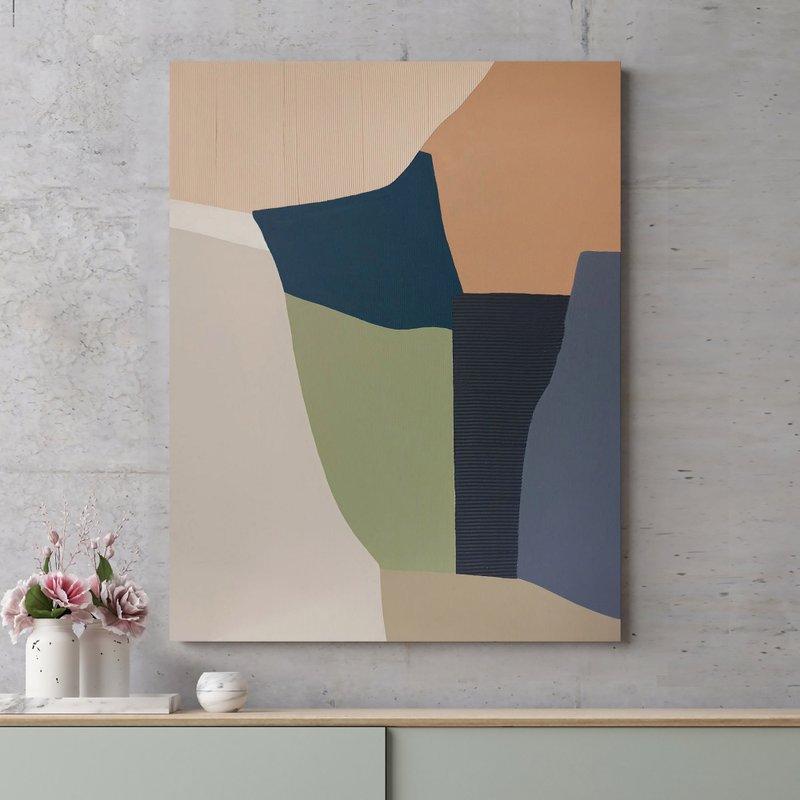 Minimal Wall Art | Textured Abstract Painting | Textured Painting | Slope - 壁貼/牆壁裝飾 - 棉．麻 藍色