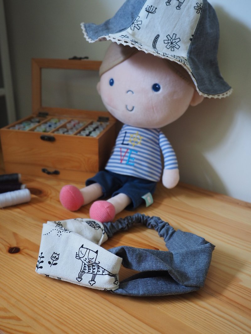 Handmade Headband and Bib Set - Baby Gift Sets - Cotton & Hemp Gray