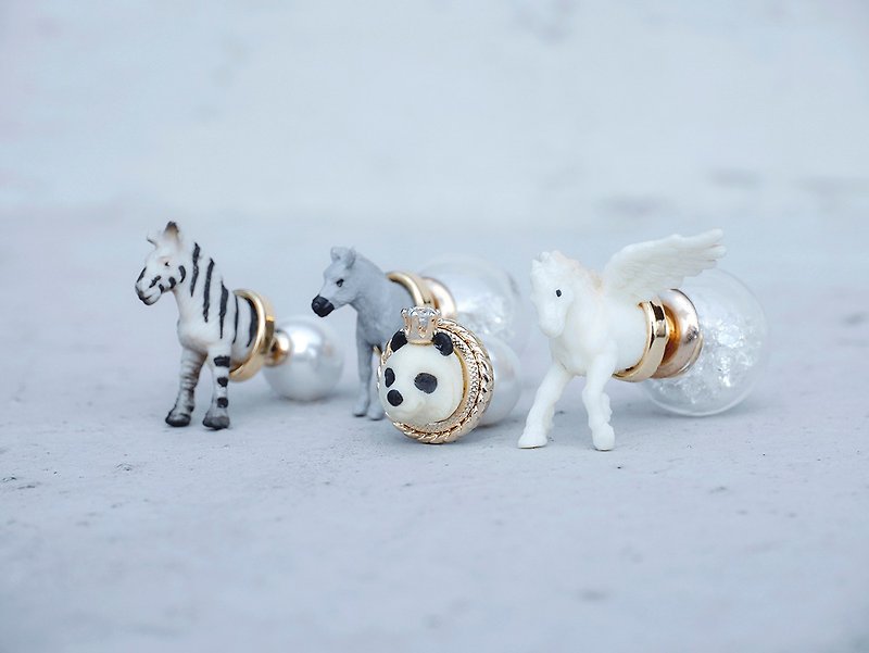 Mini Zoo-A series of tame animals *earring - ต่างหู - โลหะ สีทอง