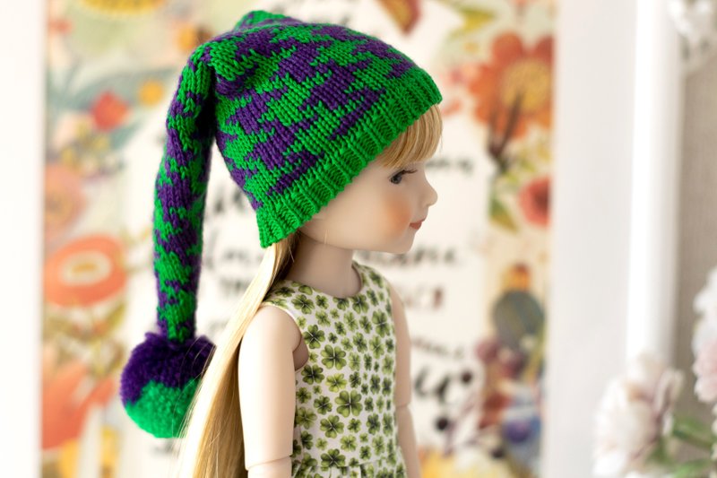 Elf hat for 14 inch dolls Ruby Red Fashion Friends for St. Patrick's Day, 娃娃帽 - 玩偶/公仔 - 羊毛 綠色