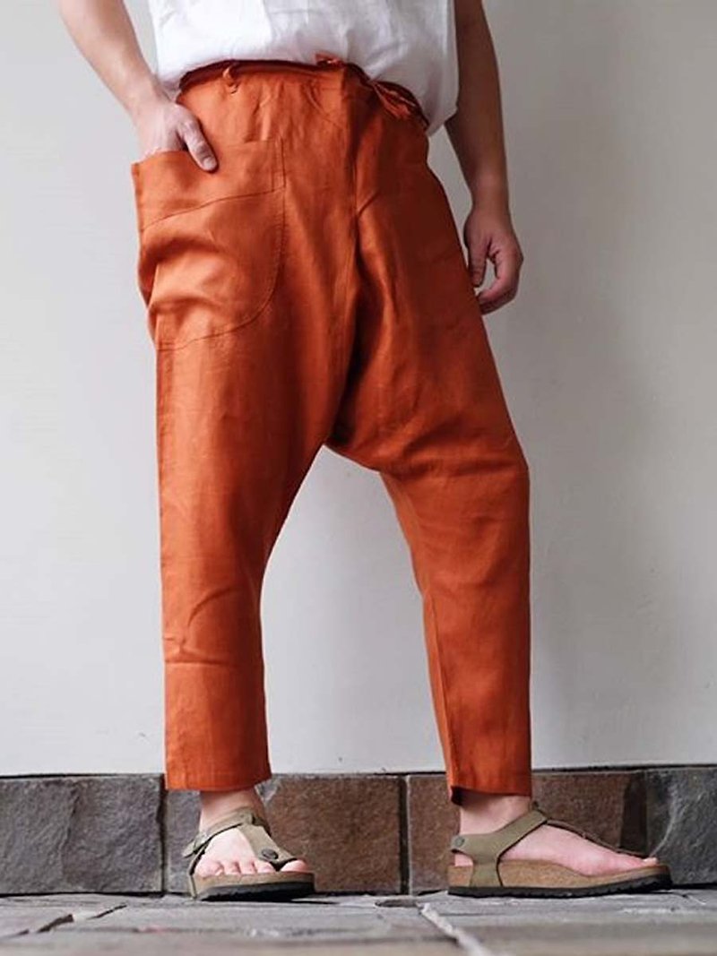 Swarupa Terracotta - Unisex Pants - Linen 