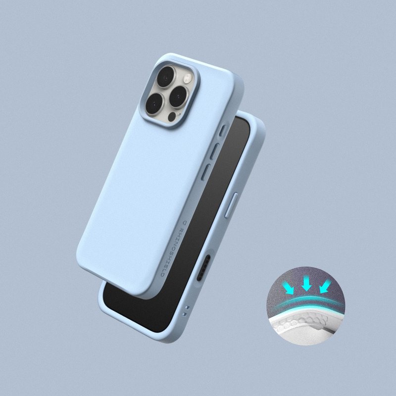 SolidX 強化吸震緩衝手機殼/冰河藍 for iPhone 15/16系列 - 手機殼/手機套 - 塑膠 