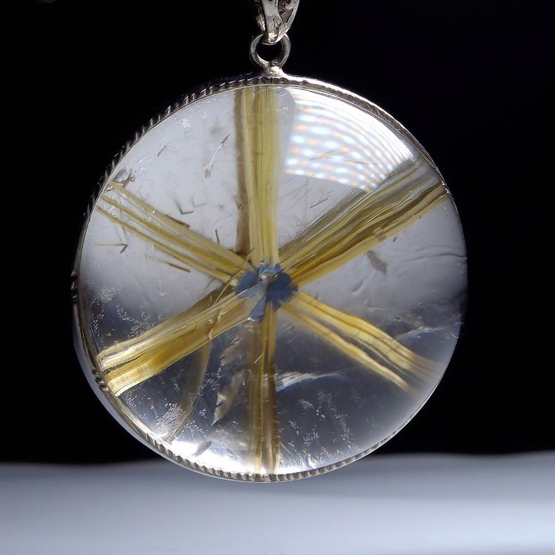 Pendant Necklace of Golden Rutilated Quartz Sunflower Blessing PN0005 - สร้อยคอ - คริสตัล 