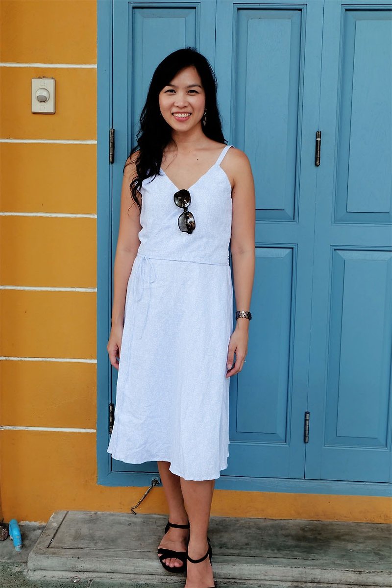 Bella Linen Dress | white wrap dress - ชุดเดรส - ลินิน ขาว