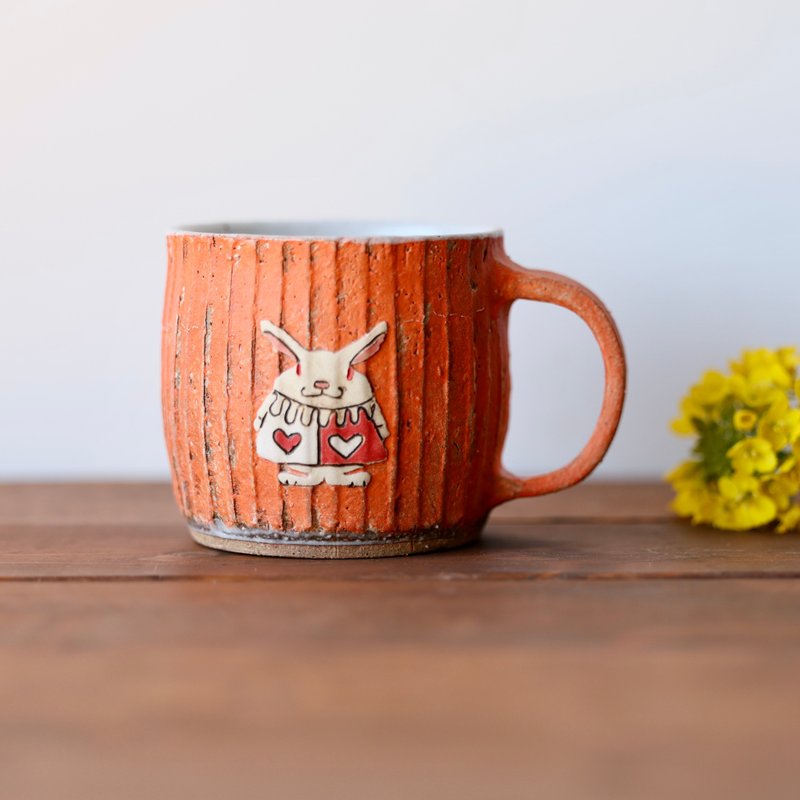 alice mug - แก้วมัค/แก้วกาแฟ - ดินเผา สีส้ม