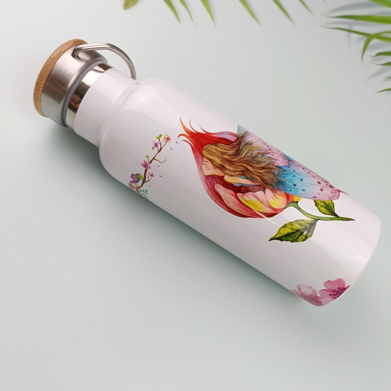 Stainless Steel Bamboo Lid Thermos-Talented Woman - กระบอกน้ำร้อน - สแตนเลส สึชมพู