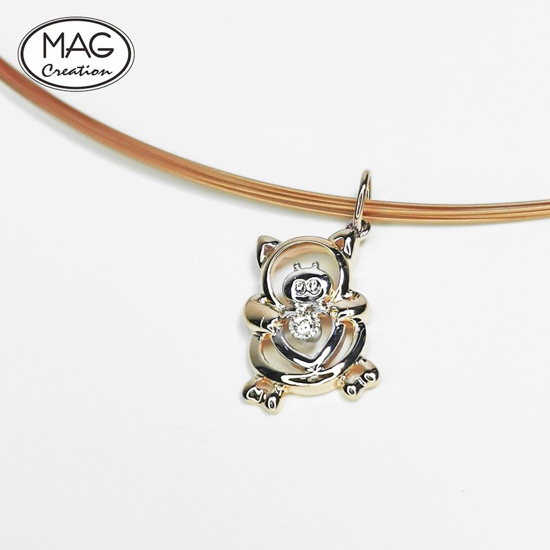 Sweetheart Pendant | Piggy shape pendant comes with wire collar - Necklaces - Precious Metals 