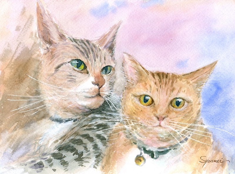 Watercolor cat - โปสเตอร์ - กระดาษ สีนำ้ตาล