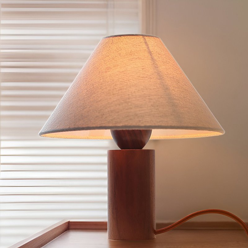 Taisho retro Western style North American black walnut table lamp handmade by wood craftsmen 296LT - โคมไฟ - ไม้ สีนำ้ตาล