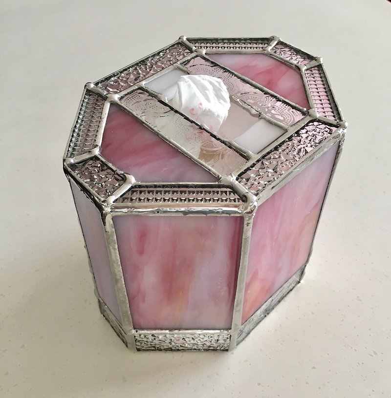 Roll Paper Case Pink Glass Bay View - Items for Display - Glass Pink