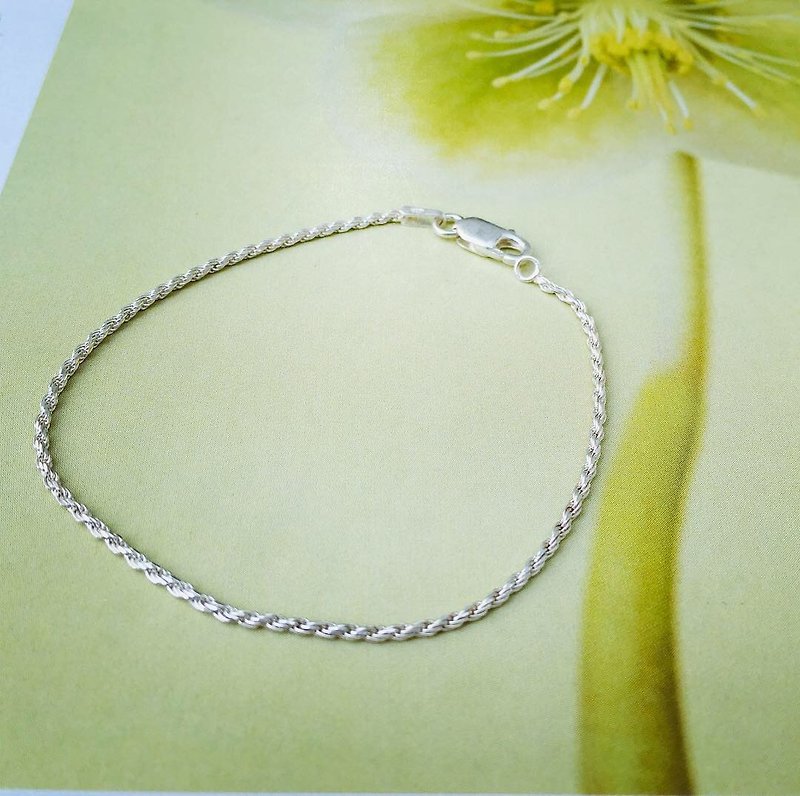 Fine and versatile in 925 sterling silver [very fine braided silver bracelet] - Bracelets - Sterling Silver Green