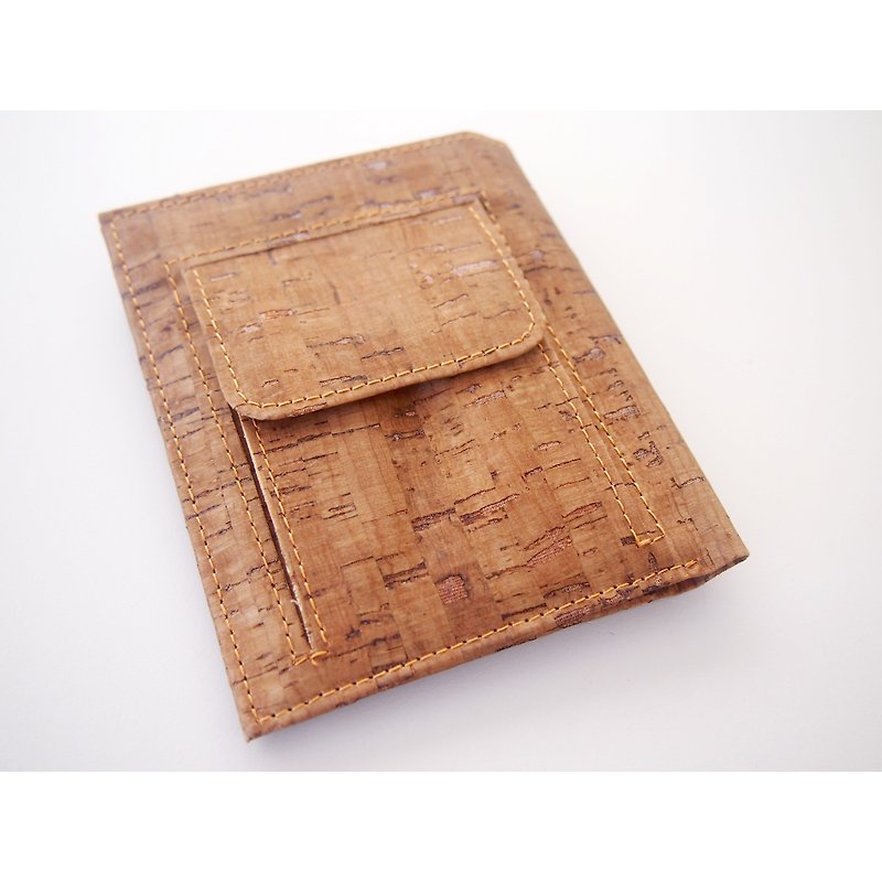 自然主義の自然主義的なダークブラウンコルクショートカード財布財布コインポケット - 財布 - コットン・麻 ブラウン