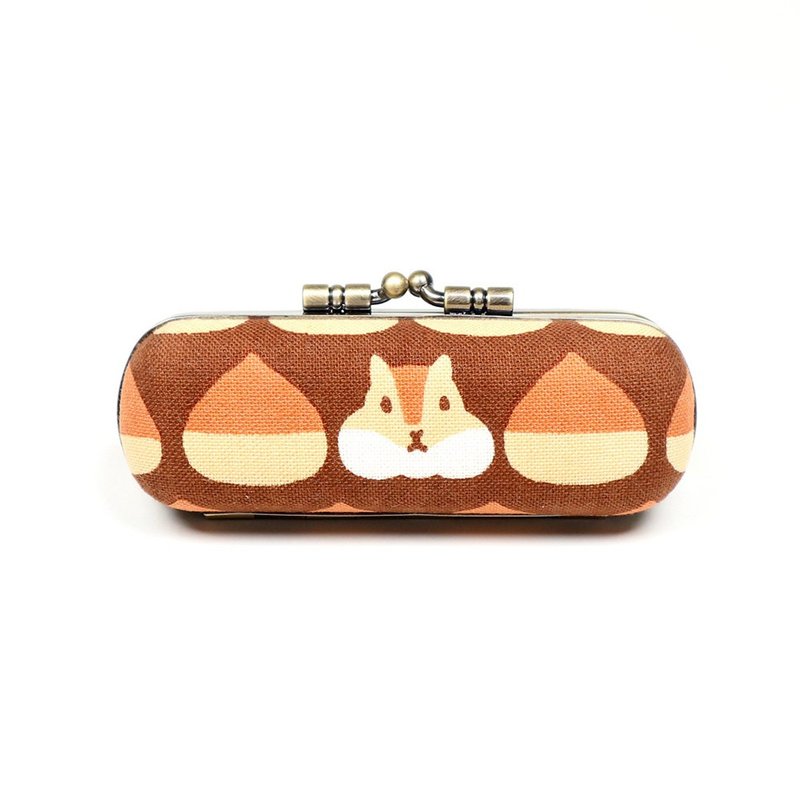 Mouth Gold Stamp Box Lipstick Box Hammoni-like Japanese Cloth - Squirrel Chipmunk (Brown) - ตราปั๊ม/สแตมป์/หมึก - ผ้าฝ้าย/ผ้าลินิน สีนำ้ตาล