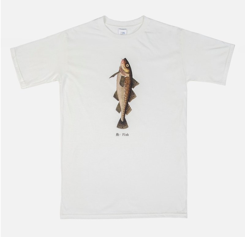 短袖T恤-魚 Fish - T 恤 - 棉．麻 黑色
