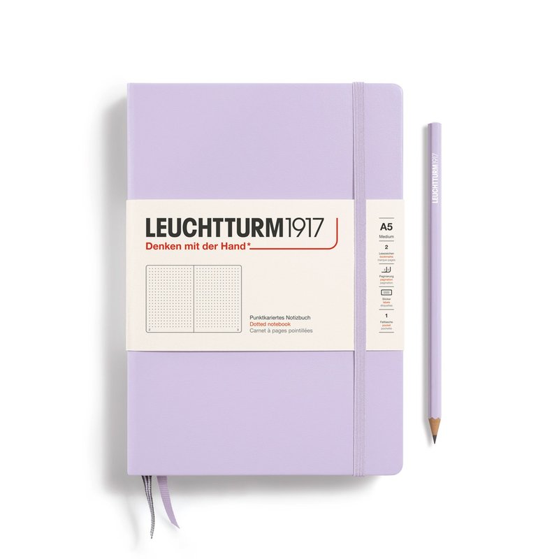 [Slightly defective product] German Lighthouse Notebook Hard Case A5 Polka Dot Lilac Purple - สมุดบันทึก/สมุดปฏิทิน - กระดาษ สีม่วง