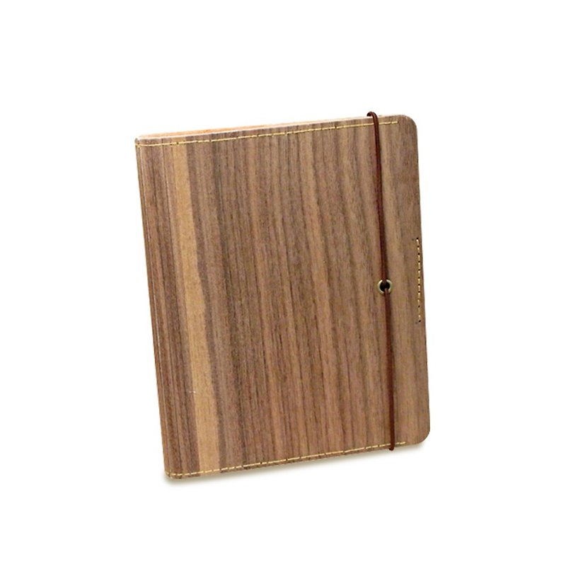 PROW Natural Wood Cover Elastic Strap NoteBook , Refillable A6, Walnut - Notebooks & Journals - Wood Brown