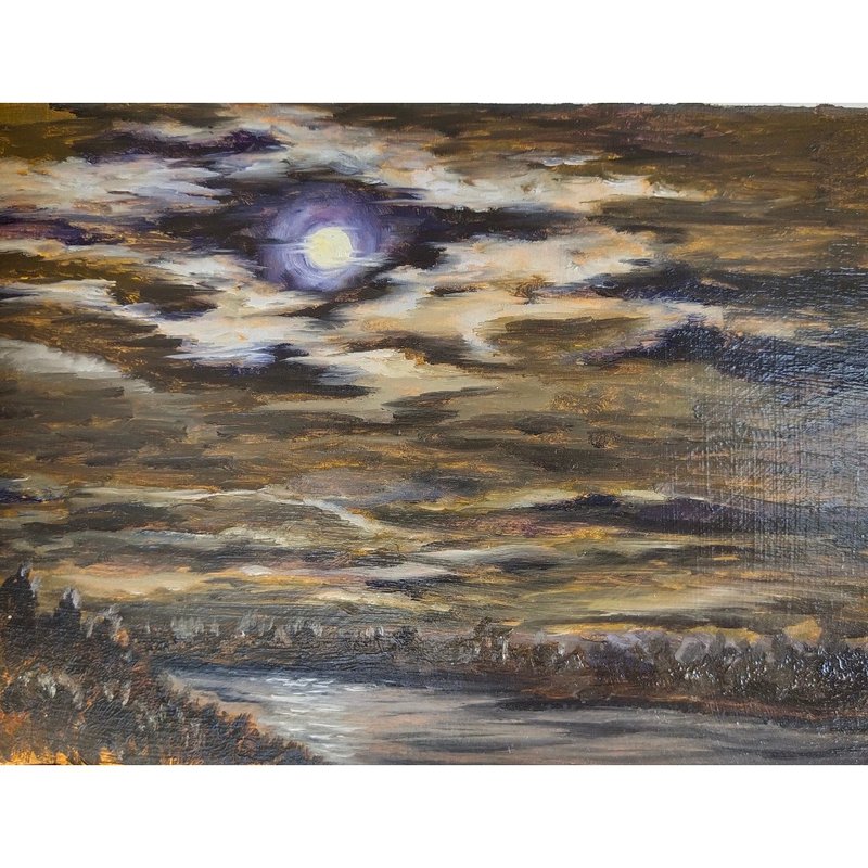 Night Painting Landscape Original Art 15x20 cm/ 6 by 8 inch by Oksana Stepanova - 海報/掛畫/掛布 - 其他材質 多色
