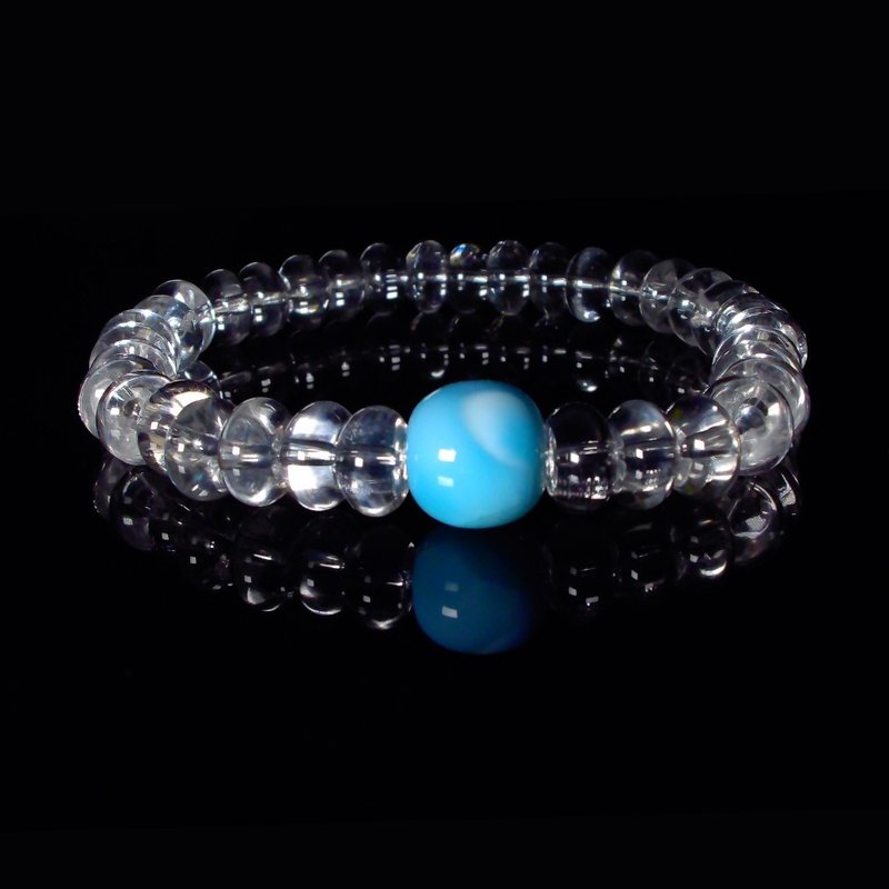 Larimar and Clear Quartz Oceanic Harmony Men's Bracelets QBR-00030 - Bracelets - Crystal 