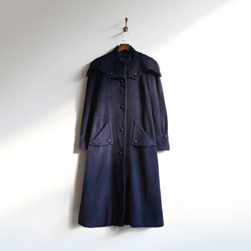 [Egg Plant Vintage] Tibetan Qingshanquan Japanese woolen vintage coat - เสื้อแจ็คเก็ต - ขนแกะ สีน้ำเงิน