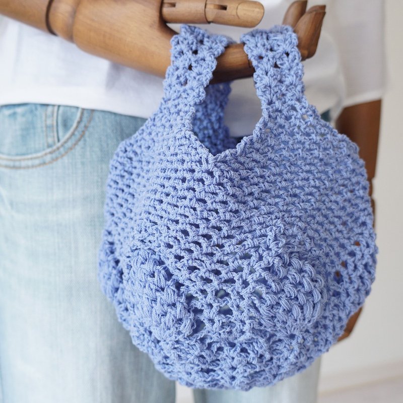 Ba-ba handmade Openwork knitting multi bag No.MB16 - 手提包/手提袋 - 其他材質 紫色