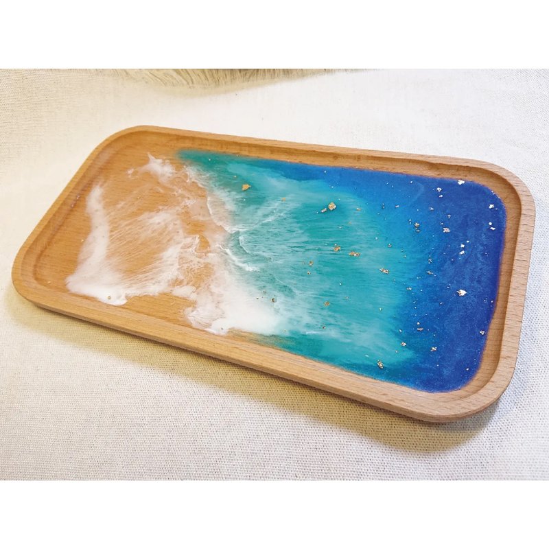 星辰海:海浪實木托盤/環氧樹脂托盤 - 擺飾/家飾品 - 樹脂 藍色