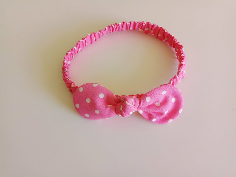 Peach powder white point baby hair band baby headband hair ring - Bibs - Cotton & Hemp Pink