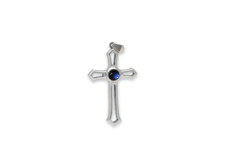 FLC-Moonstone Cross [Necklace, 925 Silver, Long Chain] - สร้อยคอ - เงินแท้ 