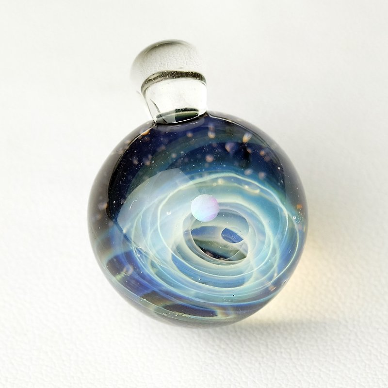 Universe Planets Space Handmade Lampwork Glass Pendant - Necklaces - Glass Black