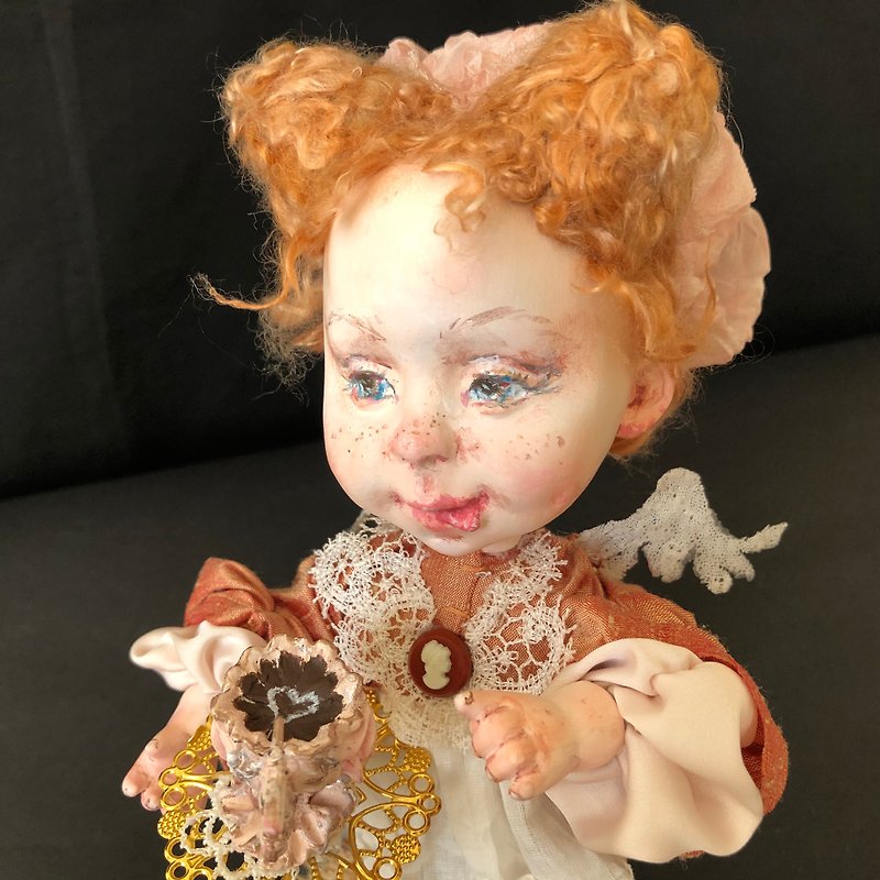 Art doll Chocolate angel, Marie Antoinette doll. - ตุ๊กตา - โลหะ สึชมพู