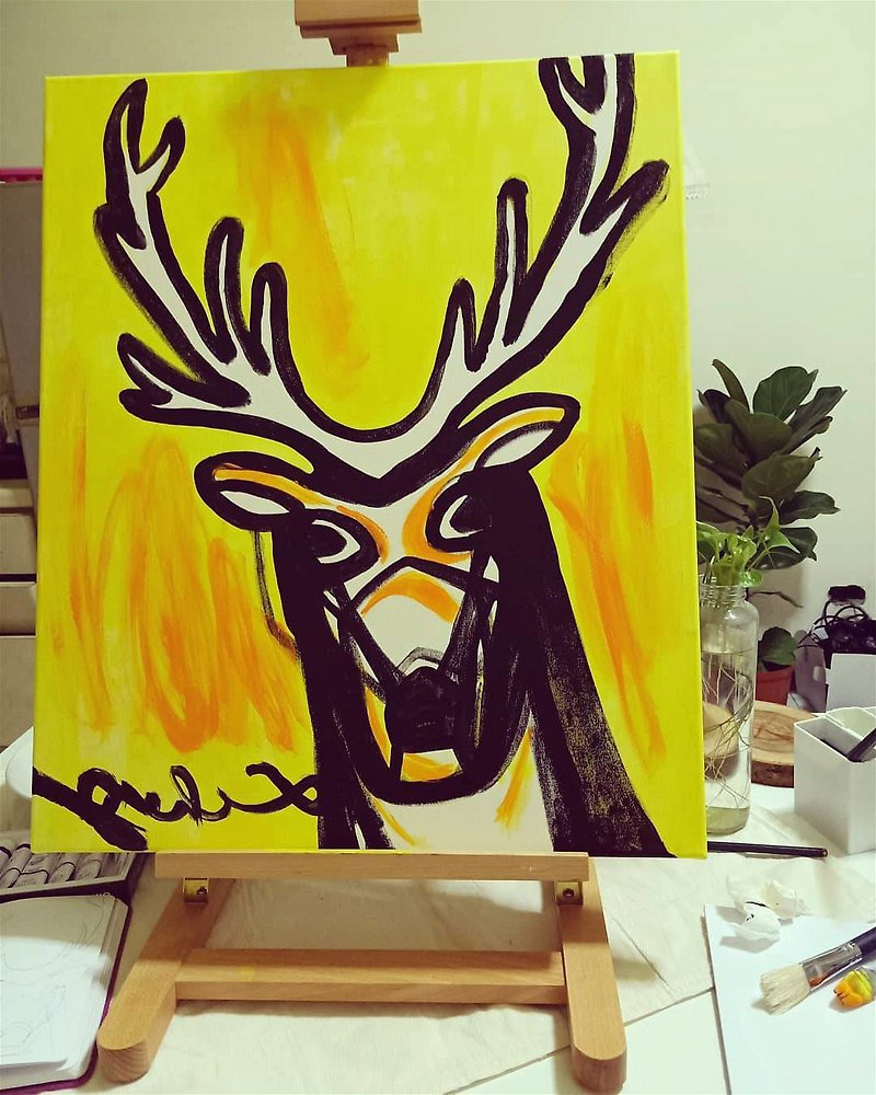 Lulu | Customize a Deer | Customized Oil Painting Customized Gifts Charity Art - ภาพวาดบุคคล - สี หลากหลายสี