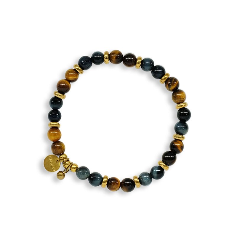 String Series Brass Yellow Tiger Eye Blue Tiger Eye Bracelet Natural Ore Crystal - Bracelets - Jade Multicolor
