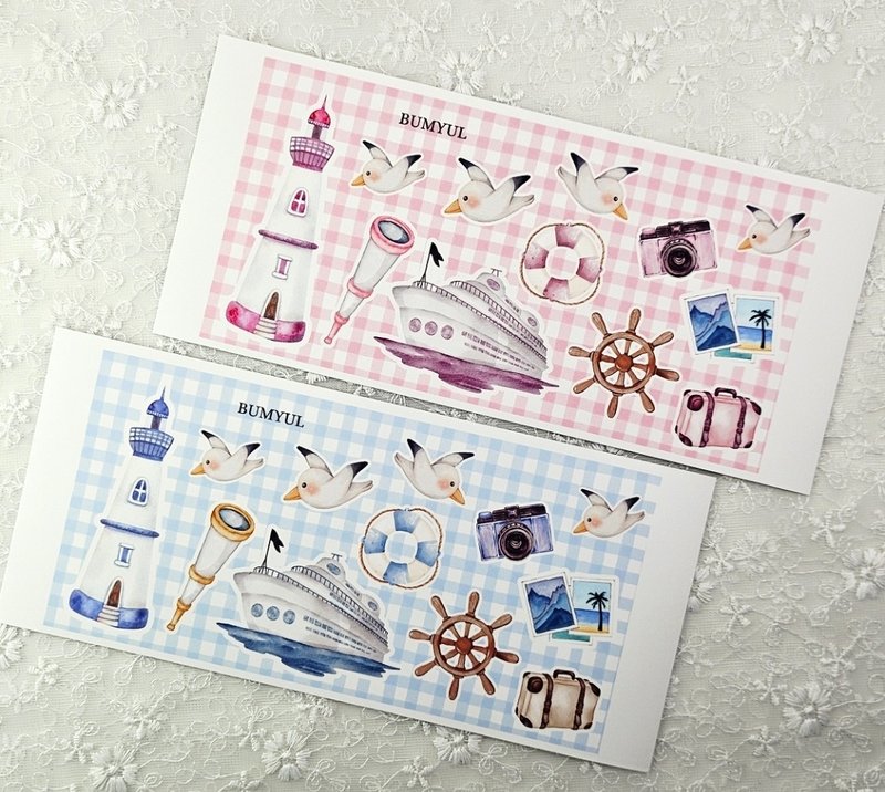 Cruise Travel Deco Sticker - 便條紙/便利貼 - 紙 多色