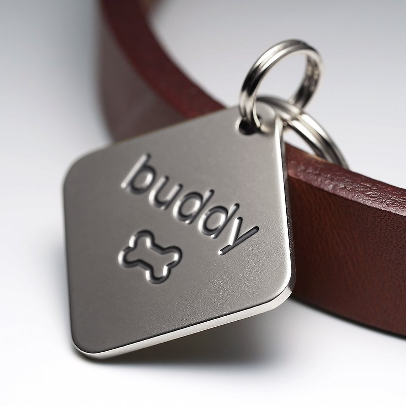 Diamond Dog Tag, Nickel Dog Tag, Personalized Pet ID Tags, Engraved Name tag - Other - Other Metals Silver