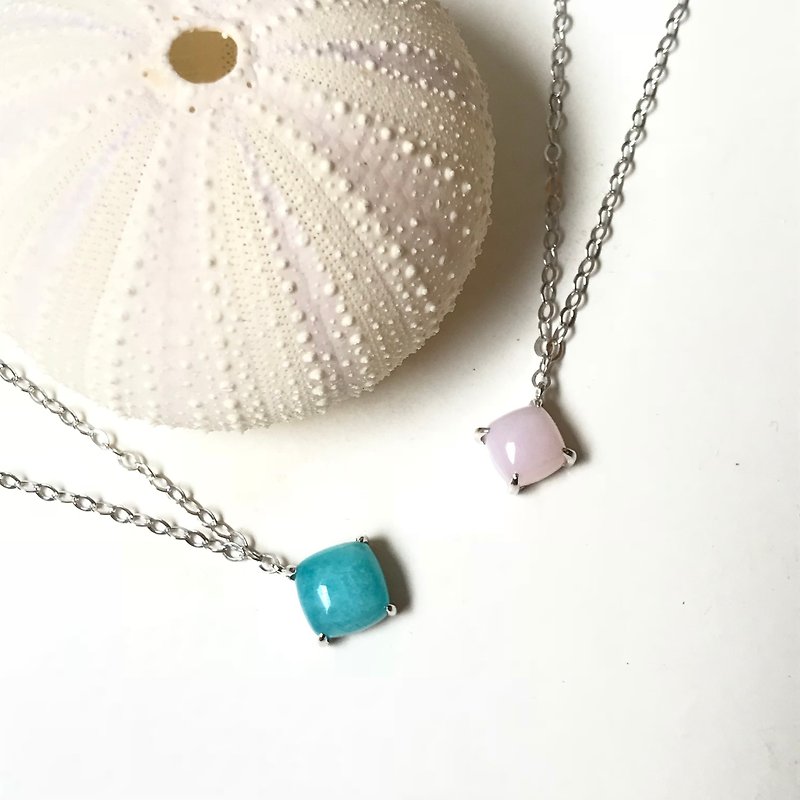 Pink Opal Silver Necklace - Necklaces - Gemstone Pink