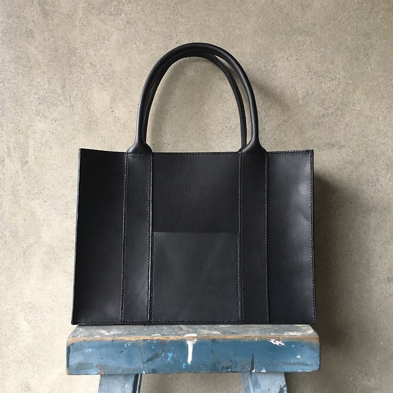 Leather Founder side backpack - Messenger Bags & Sling Bags - Genuine Leather Black