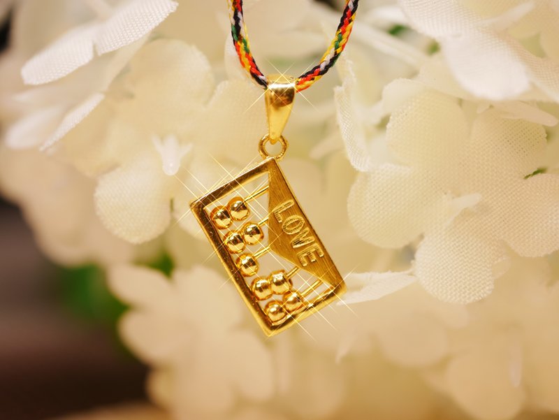 黃金墜子-金算盤墜子-5G工藝純金墜子 - 項鍊 - 24k 金 金色