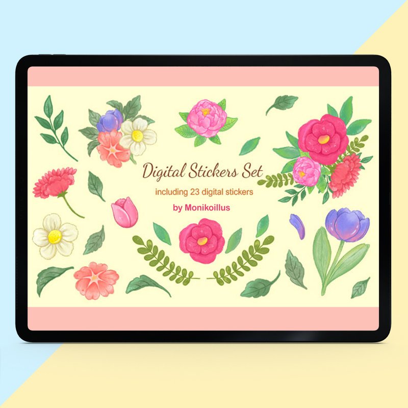 Cute Flowers Set Digital Stickers 23 Stickers GoodNotes 設計館