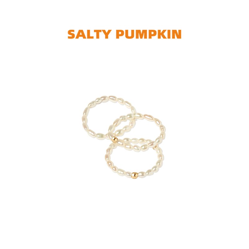 SALTY PUMPKIN原創小眾設計師復古宮廷可調節小米珠珍珠組合戒指 - 戒指 - 珍珠 白色