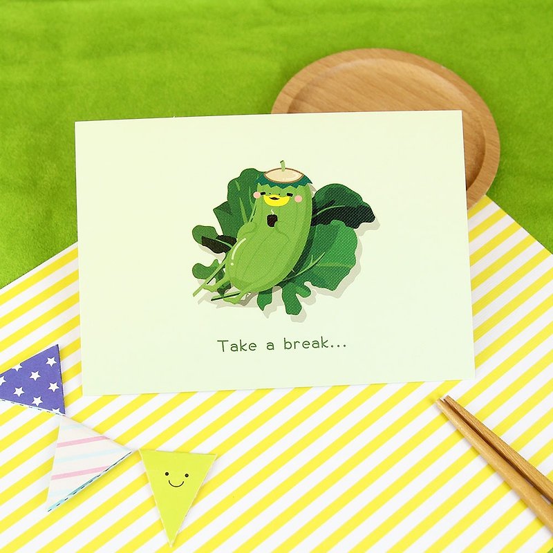 i mail明信片-食物偽裝系列- Take a break - 心意卡/卡片 - 紙 綠色