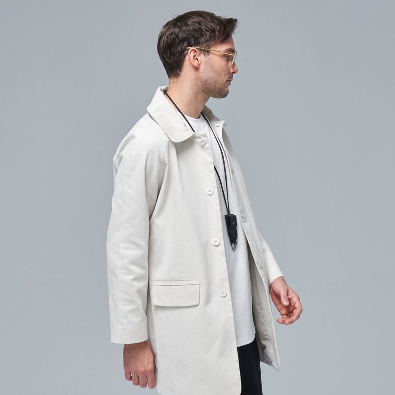 Stone'As Overcoat / 拉克蘭袖大衣 - 男夾克/外套 - 棉．麻 白色