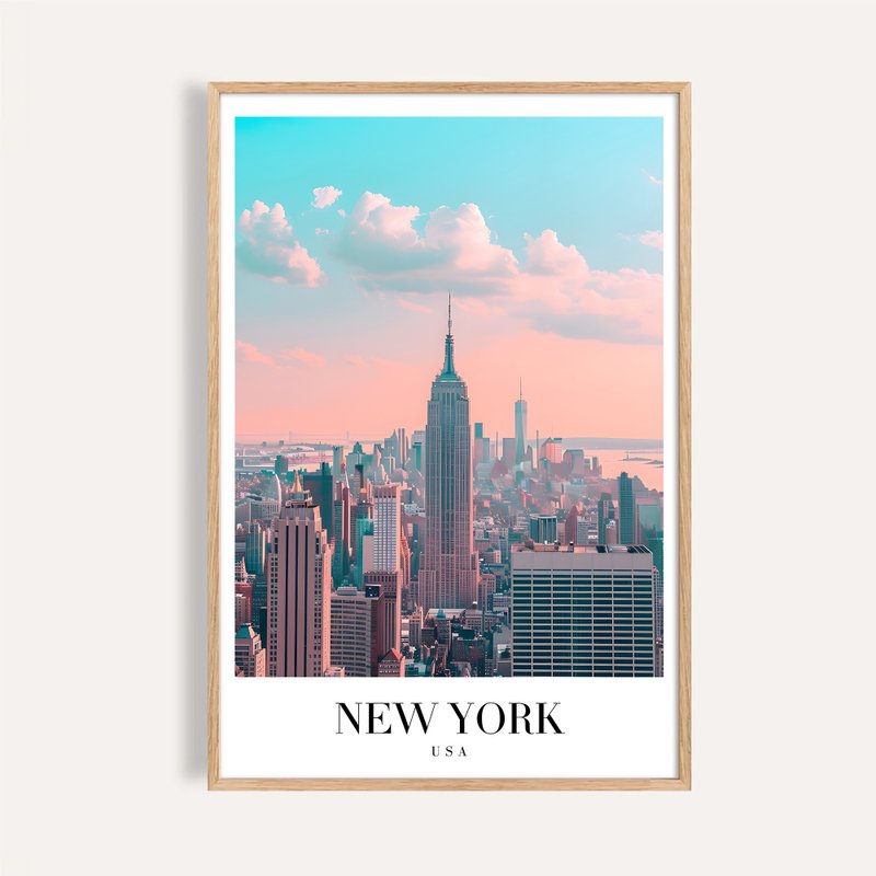 紐約晨曦天際線 New York Skyline Dawn / 城市景觀插畫海報 掛畫 - 海報/掛畫/掛布 - 紙 