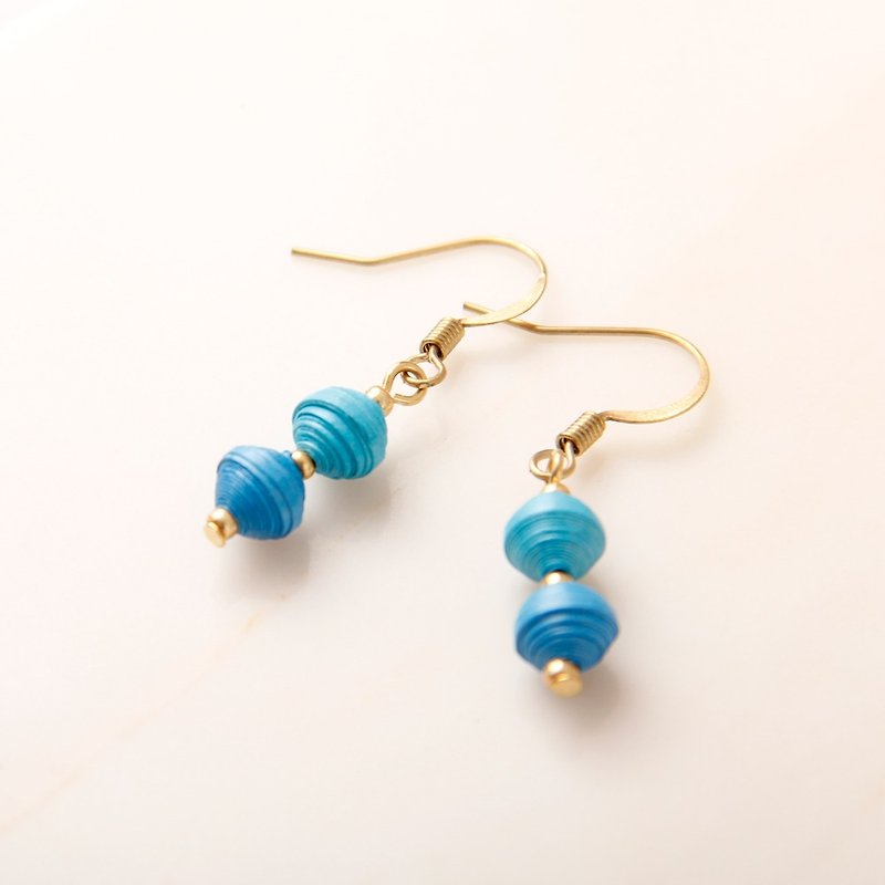MUSEV Blue Double Water Jade Earrings - ต่างหู - กระดาษ สีน้ำเงิน