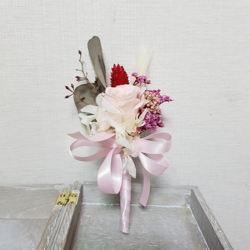婚禮胸花.拍照胸花..永生花 | 粉櫻之約 - 乾燥花/永生花 - 植物．花 粉紅色