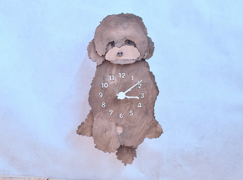 A clock that helps you live each day carefully with your toy poodle. Wooden pendulum clock. Wall clock. - นาฬิกา - ไม้ สีนำ้ตาล