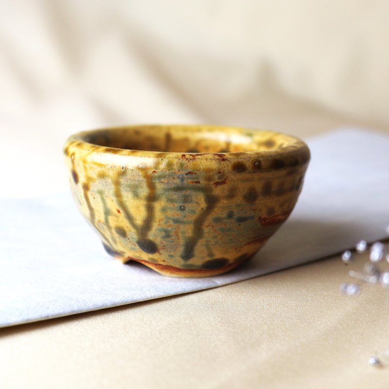 灰釉小盆栽 新彩燒 柴燒陶藝 手作作品 | 禮物 收藏 圭窯 - 盆栽/植栽 - 陶 金色