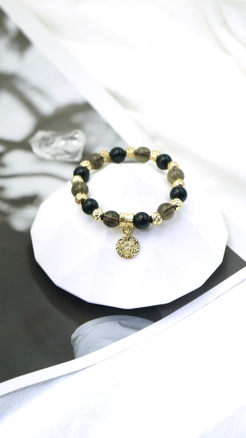 Citrine Obsidian Bracelet | Customized Natural Crystal Bracelet - สร้อยข้อมือ - คริสตัล 