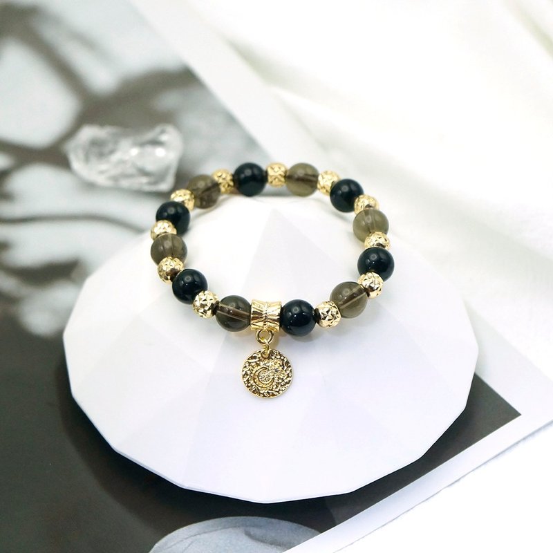 Citrine Obsidian Bracelet | Natural Crystal Bracelet Customized Gift - Bracelets - Crystal 