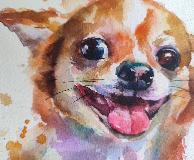 チワワ水彩画カラフルな動物アート小型犬イラストペットアート ショップ MARIARTpro ウォールデコ・壁紙 Pinkoi